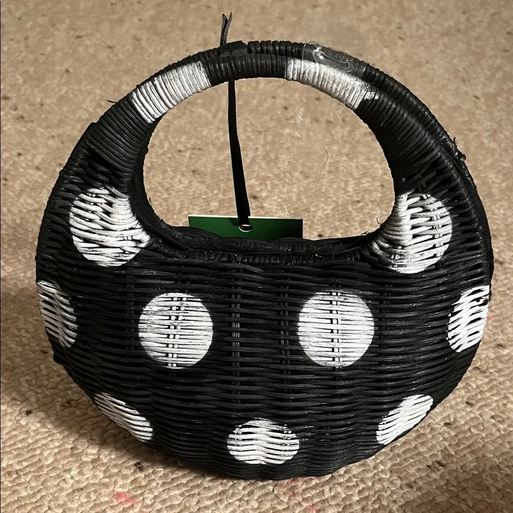 Kate Spade x Target Black and White Wicker Handbag - Picture 2 of 3